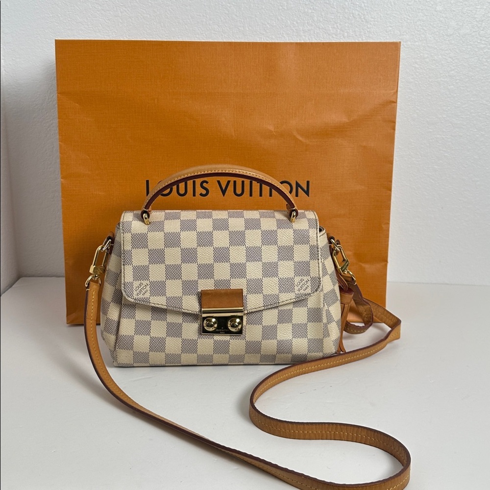 💯Authentic Louis Vuitton Croisette handbag in Damier Azur canvas🍀
